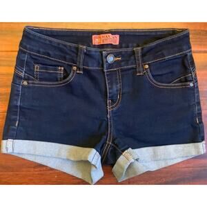 Wax Jeans Butt I Love You Shorts Womens S Juniors Dark Blue Stretch Cuffed READ